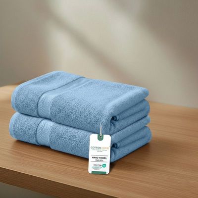 Premium Cotton Towel 40x70cm 2-Piece Hand Towel  , 600 GSM Quick Dry and Durable , Blue
