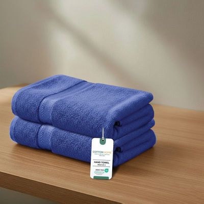 Premium Cotton Towel 40x70cm 2-Piece Hand Towel  , 600 GSM Quick Dry and Durable , Royal Blue