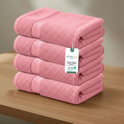 Premium Cotton Towel 40x70cm 4-Piece Hand Towel  , 600 GSM Quick Dry and Durable , Pink