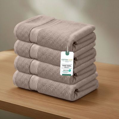 Premium Cotton Towel 40x70cm 4-Piece Hand Towel  , 600 GSM Quick Dry and Durable , Taupe