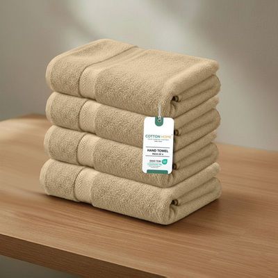 Premium Cotton Towel 40x70cm 4-Piece Hand Towel  , 600 GSM Quick Dry and Durable , Linen