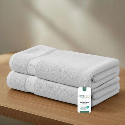 Premium Cotton Towel 70x140cm 2-Piece Bath Towel  , 600 GSM Quick Dry and Durable , White