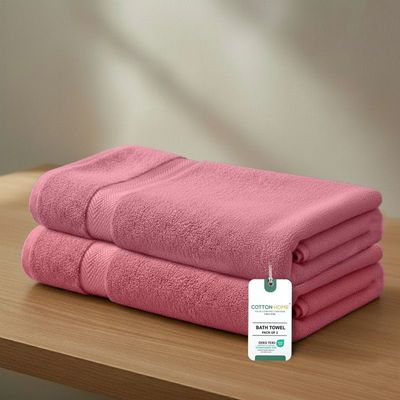Premium Cotton Towel 70x140cm 2-Piece Bath Towel  , 600 GSM Quick Dry and Durable , Pink