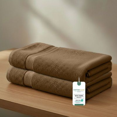Premium Cotton Towel 70x140cm 2-Piece Bath Towel  , 600 GSM Quick Dry and Durable , Brown