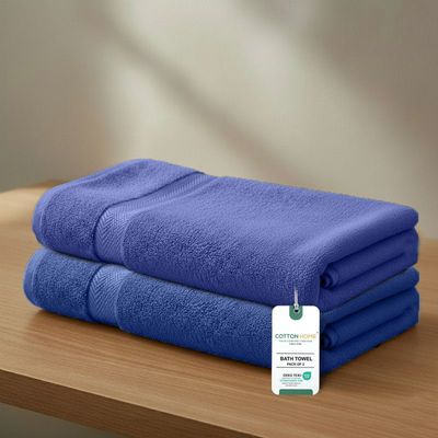 Premium Cotton Towel 70x140cm 2-Piece Bath Towel  , 600 GSM Quick Dry and Durable , Royal Blue