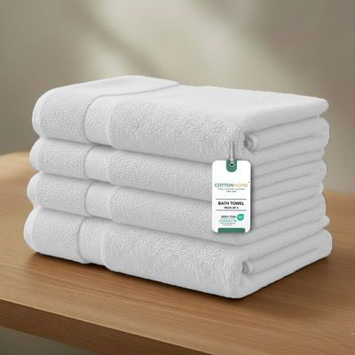 Premium Cotton Towel 70x140cm 4-Piece Bath Towel  , 600 GSM Quick Dry and Durable , White