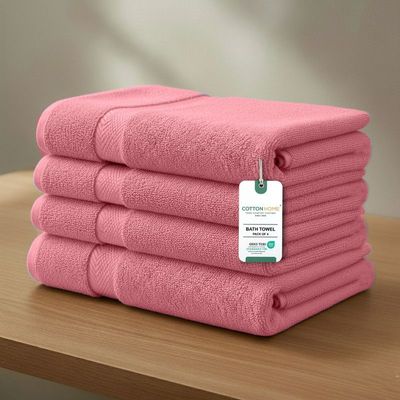 Premium Cotton Towel 70x140cm 4-Piece Bath Towel  , 600 GSM Quick Dry and Durable , Pink