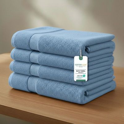Premium Cotton Towel 70x140cm 4-Piece Bath Towel  , 600 GSM Quick Dry and Durable , Blue