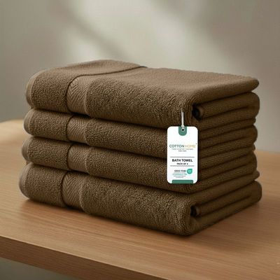 Premium Cotton Towel 70x140cm 4-Piece Bath Towel  , 600 GSM Quick Dry and Durable , Brown