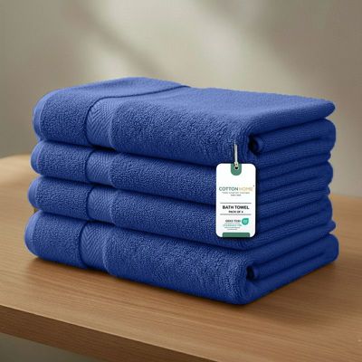Premium Cotton Towel 70x140cm 4-Piece Bath Towel  , 600 GSM Quick Dry and Durable , Royal Blue