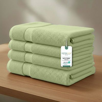 Premium Cotton Towel 70x140cm 4-Piece Bath Towel  , 600 GSM Quick Dry and Durable , Green