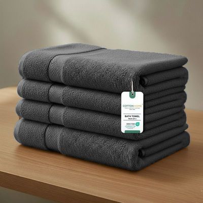 Premium Cotton Towel 70x140cm 4-Piece Bath Towel  , 600 GSM Quick Dry and Durable , Grey
