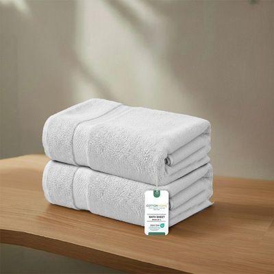 Premium Cotton Towel 90x180cm 2-Piece Bath Sheet  , 600 GSM Quick Dry and Durable , White