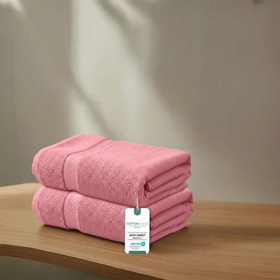 Premium Cotton Towel 90x180cm 2-Piece Bath Sheet  , 600 GSM Quick Dry and Durable , Pink