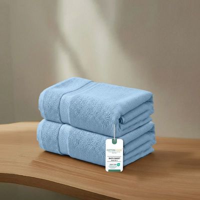 Premium Cotton Towel 90x180cm 2-Piece Bath Sheet  , 600 GSM Quick Dry and Durable , Blue