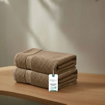 Premium Cotton Towel 90x180cm 2-Piece Bath Sheet  , 600 GSM Quick Dry and Durable , Brown