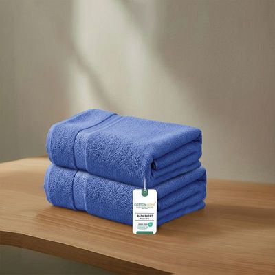 Premium Cotton Towel 90x180cm 2-Piece Bath Sheet  , 600 GSM Quick Dry and Durable , Royal Blue