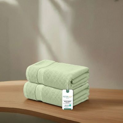 Premium Cotton Towel 90x180cm 2-Piece Bath Sheet  , 600 GSM Quick Dry and Durable , Green