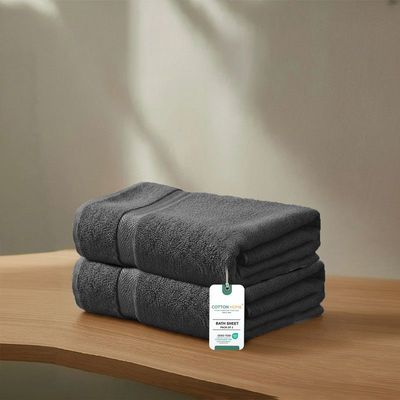 Premium Cotton Towel 90x180cm 2-Piece Bath Sheet  , 600 GSM Quick Dry and Durable , Grey