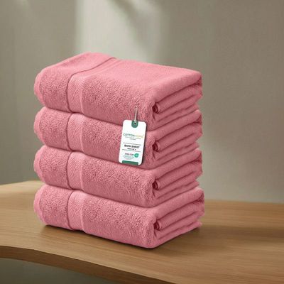 Premium Cotton Towel 90x180cm 2-Piece Bath Sheet  , 600 GSM Quick Dry and Durable , Pink