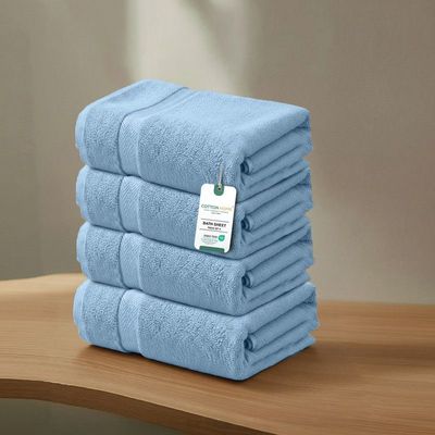 Premium Cotton Towel 90x180cm 2-Piece Bath Sheet  , 600 GSM Quick Dry and Durable , Blue