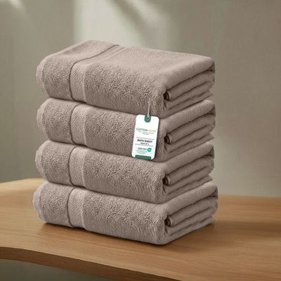 Premium Cotton Towel 90x180cm 2-Piece Bath Sheet  , 600 GSM Quick Dry and Durable , Taupe
