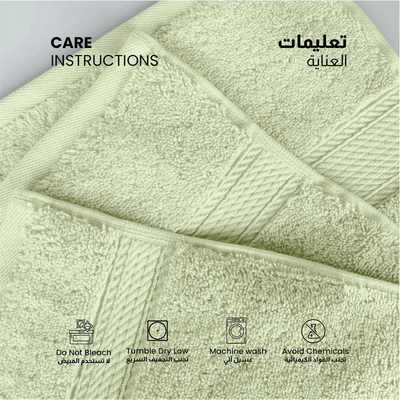 Premium Cotton Towel Set 8-Piece Towel Set Includes 4pc Face Towel 30x30cm,2pc Hand Towel 40x70cm, 2pc Bath Towel 70x140cm  , 600 GSM Quick Dry and Durable , Green