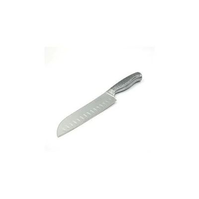 7 Inch Santoku Knife, High Carbon Stainless Steel Blade with Sleek Hollow Stainless Steel Handle, Precision Granton Edge for Chopping, Slicing, and Mincing, Stylish and Durable Kitchen Essential
