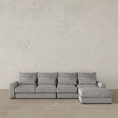 Abramo Italian Sofa Set – Luxury Modern Sectional Sofa with Jade Upholstery & Ottoman