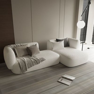 Aura L-Shaped Sofa – Premium White Boucle Modern Corner Sofa for Elegant Living Rooms