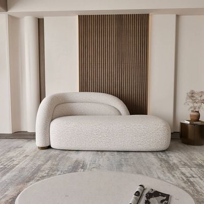 Havana 2 Seater Sofa – Luxury Off-White Boucle Modern Sofa with Golden Metal Arm Design