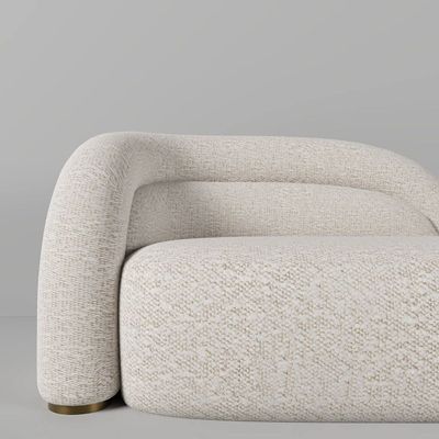 Havana 2 Seater Sofa – Luxury Off-White Boucle Modern Sofa with Golden Metal Arm Design