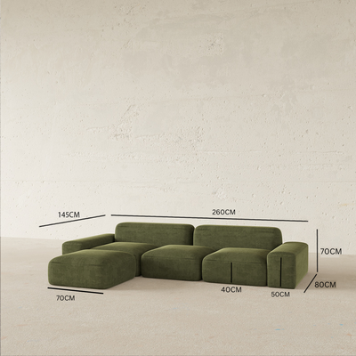 Oliver 3 Seater Sofa – Modern Velvet Modular Sofa with Ottoman for Contemporary Living