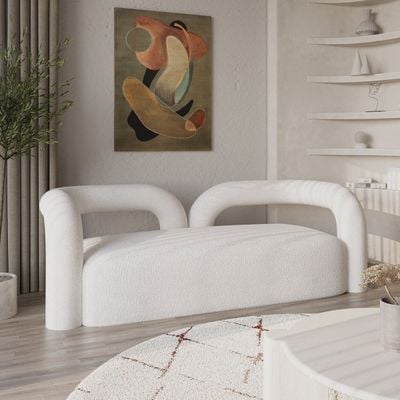 Arya 2 Seater Sofa – Elegant Boucle Upholstered Boho Sofa for Modern Cozy Interiors