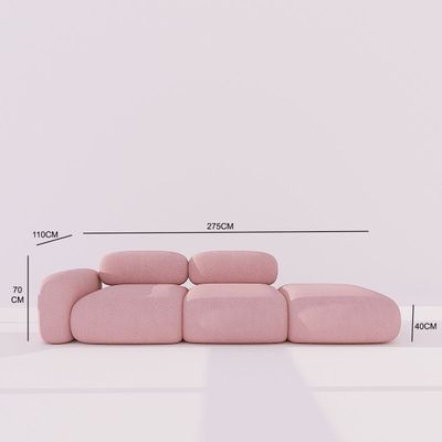 Marshmello Modular Sofa – Luxury Baby Pink Velvet 3 Seater Spring Sofa for Modern Living