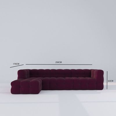 Veyron L-Shaped Sofa – Luxury Dark Purple Velvet Tufted Sectional Sofa with Modern Design