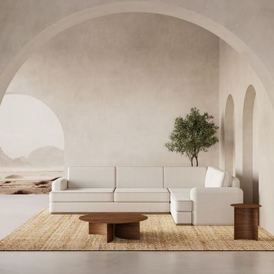 Alfie L-Shaped Sofa – Classic Off-White Cotton Blend Sectional Sofa for Modern Living Rooms