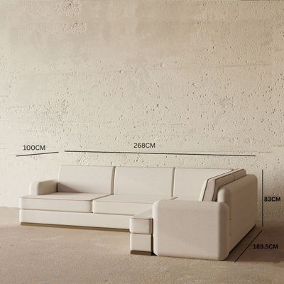 Alfie L-Shaped Sofa – Classic Off-White Cotton Blend Sectional Sofa for Modern Living Rooms