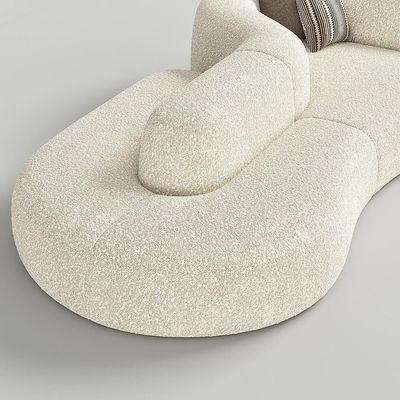 Luxury Java Sofa Boucle Modern Sofa with Curved Sofa Backrest & Dual-Sided Seating (Off-White)