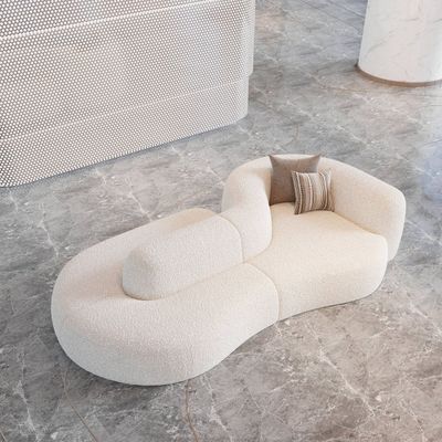 Luxury Java Sofa Boucle Modern Sofa with Curved Sofa Backrest & Dual-Sided Seating (Off-White)