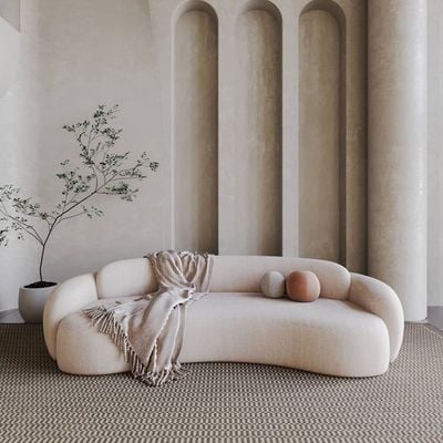 Carmel 2 Seater Sofa – Luxury Off-White Cotton Blend Modern Sofa with Curved Backrest