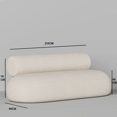 Clio 3 Seater Sofa – Luxury White Boucle Modern Armless Sofa with Curved Rectangle Design