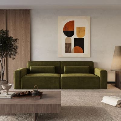 Jacklin 3 Seater Sofa – Luxury Olive Green Velvet Modern Sofa for Elegant Living Spaces