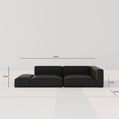 Santo 3 Seater Sofa Luxury Modern Sofa Set in Premium Black Faux Leather