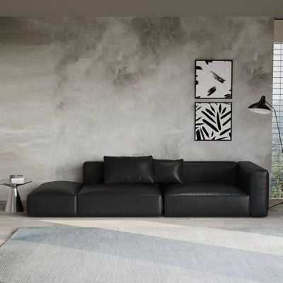 Santo 3 Seater Sofa Luxury Modern Sofa Set in Premium Black Faux Leather