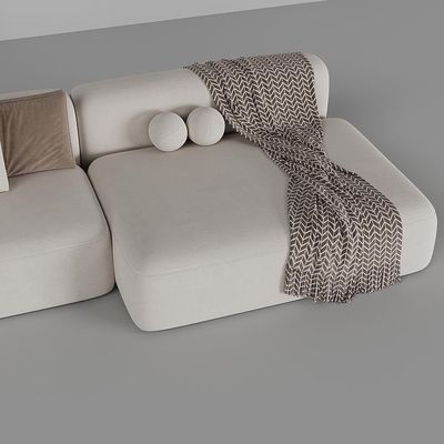 Mars 3 Seater Sofa Luxury Modern L-Shaped Sofa in Elegant White Suede Upholstery Sofa