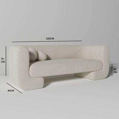 Mistral 3 Seater Sofa Luxury Modern Sofa Set in Elegant Off-White Boucle Upholstery