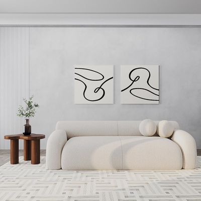 Malta 2 Seater Sofa Luxury Modern Sofa Set in Elegant Off-White Boucle Design