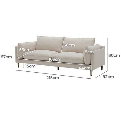 Rowan 3 Seater Sofa Luxury Modern Sofa Set in Cream Scandi-Inspired Design