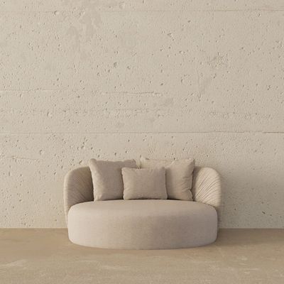 Bloom Day Bed Sofa – Luxury 2 Seater Velvet Lounge Sofa in Burnt Orange & Light Beige